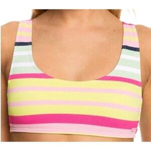 NWT Roxy Juniors Stripe Bralette Bikini Top Padded Pink Stripe Size Large